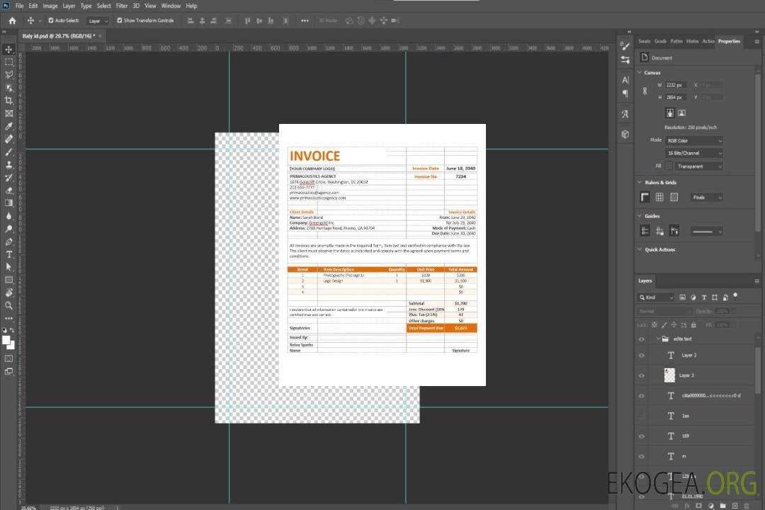 Exemple de modèle de facture d'agence template Exemple de modèle de facture d'agence template